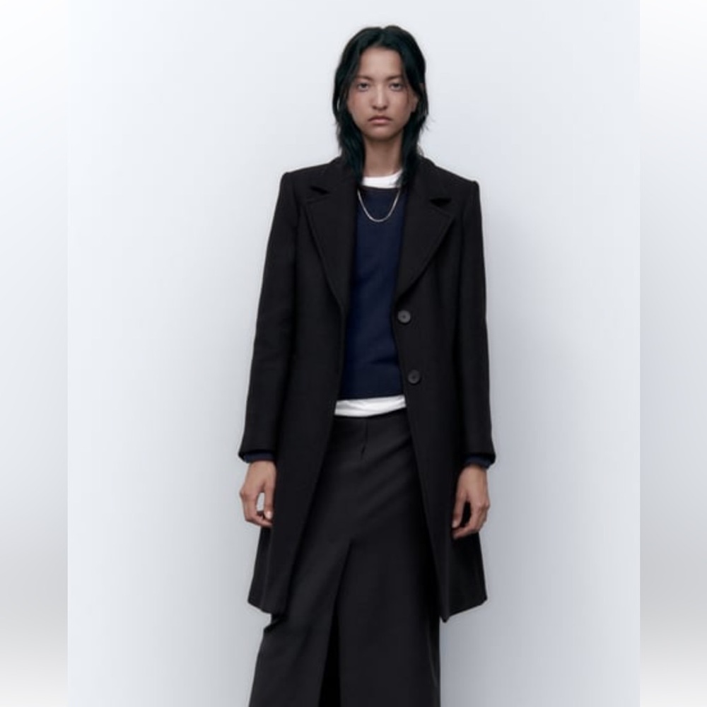Zara fitted Elegant Black Long Coat